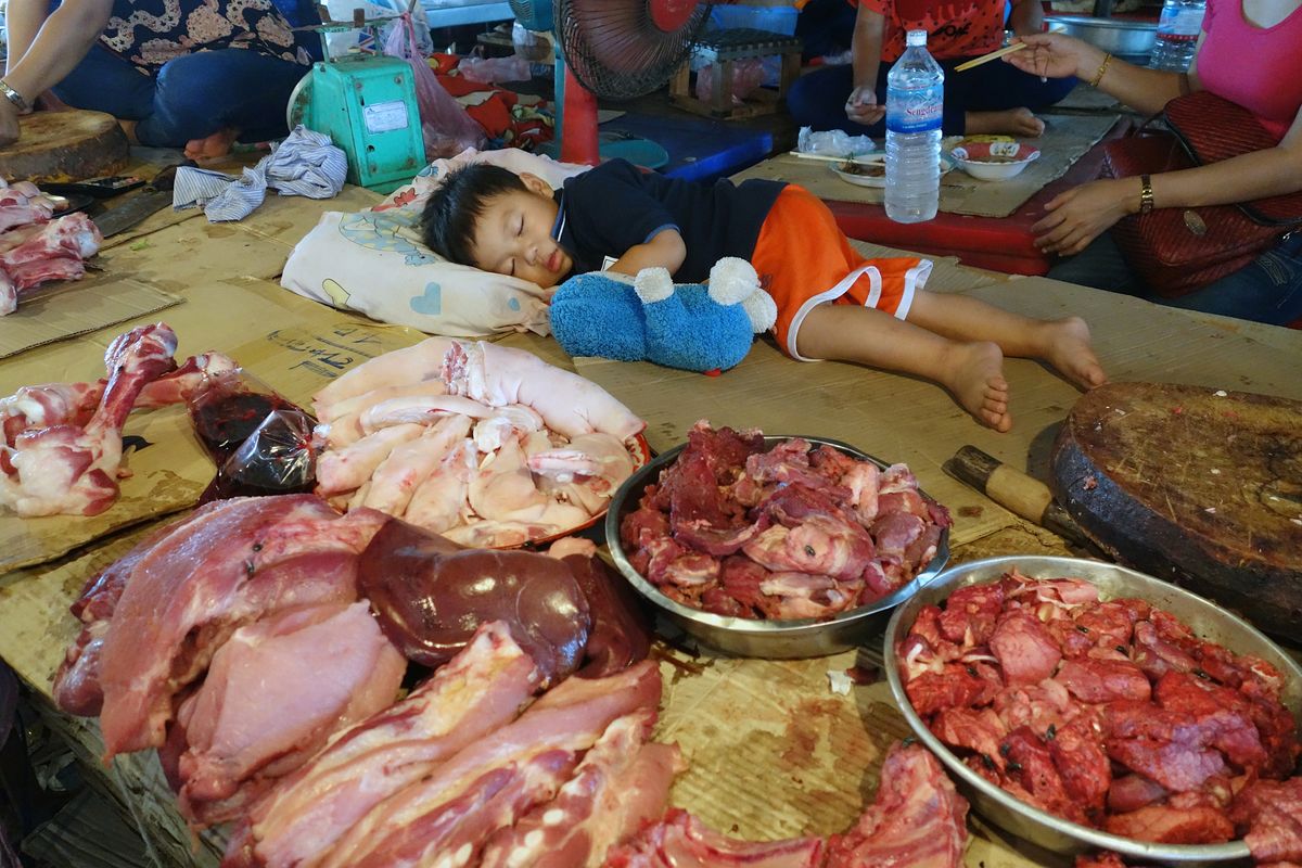 marché de Vientiane Laos.