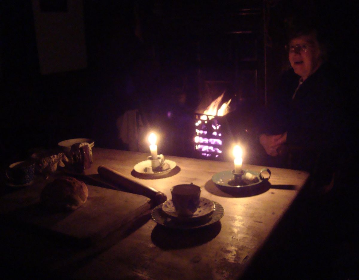 Talking around the table with all our family together as children, we only had candle light and a coal fire but we were happy.