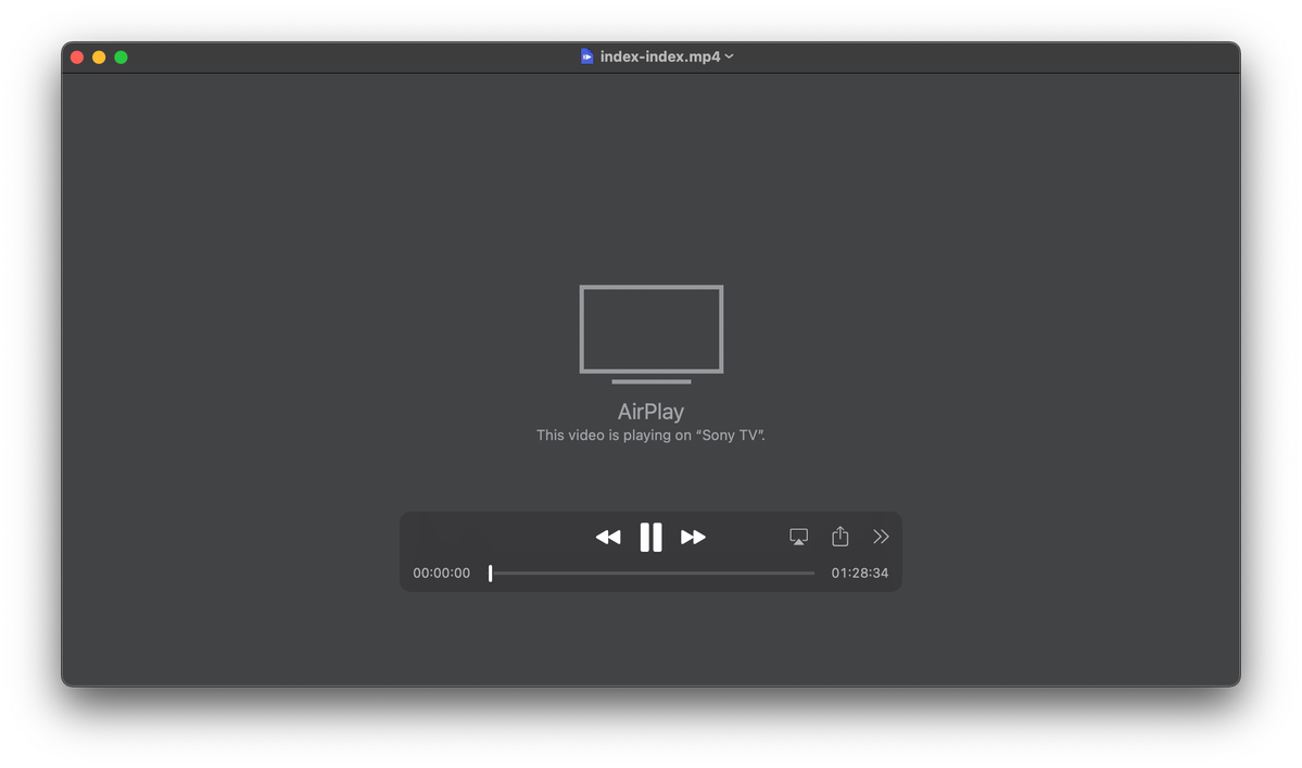 Quicktime on the Mac after selecting to Airplay. Playbar is not moving. Play/Pause does nothing.