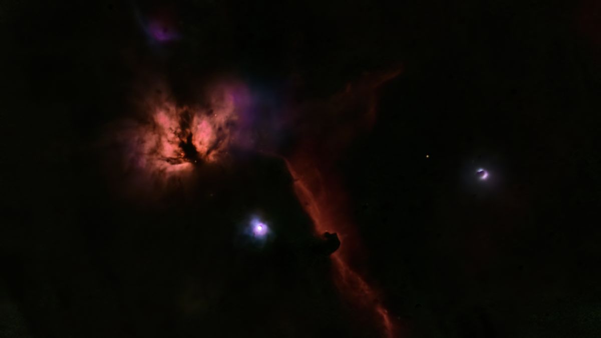 Gas-und Dunkelnebel im Sternbild Orion, ohne Sterne, 146 Minuten belichtet